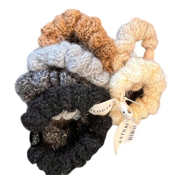 Anthropologie NWT Wool Set Of 6 Scrunchies - Picture 2 of 2